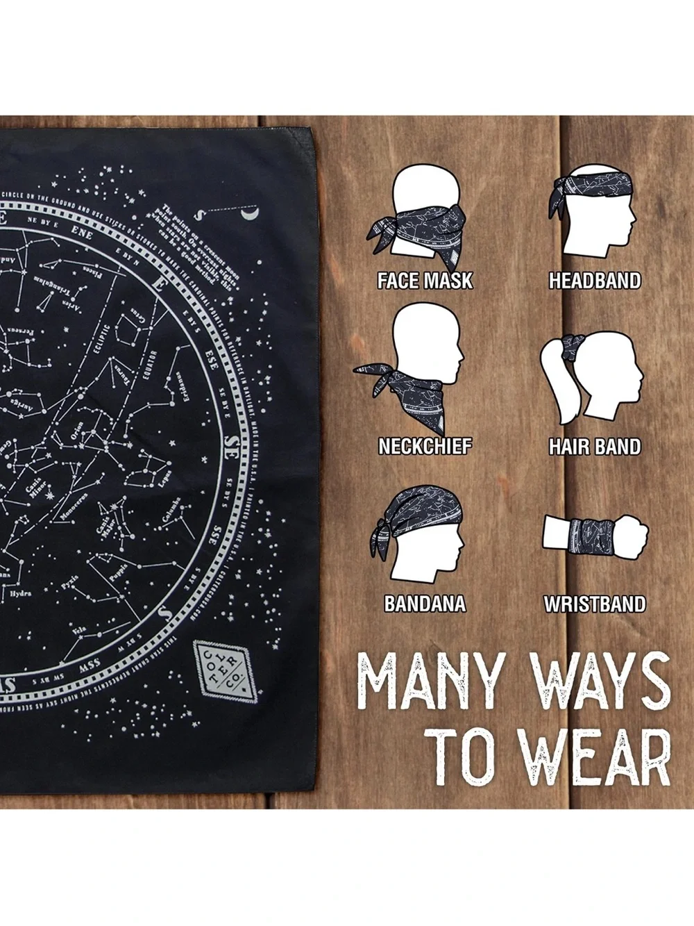 Constellation Star Map Scarf Colter Co Black & White